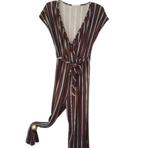 Striped jumpsuit, red and black. Medium